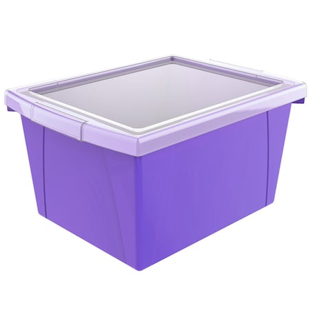 Storex 4 Gallon Storage Bin with Lid, Purple 61438U06C