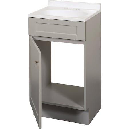 Zenith Zenna Home Cool Gray 18'' Wx35'' Hx16''D Shaker Vanity with Wht Cultured Marble Top SBC18GY