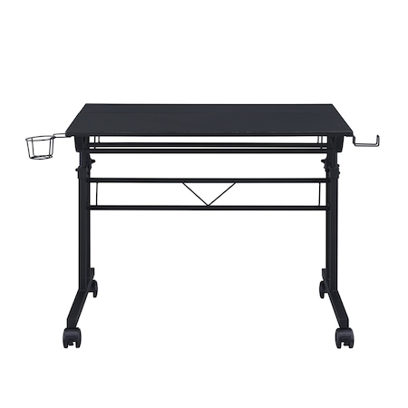 Homeroots Adjustable Black Wood and Stainless Steel Writing Desk 723744