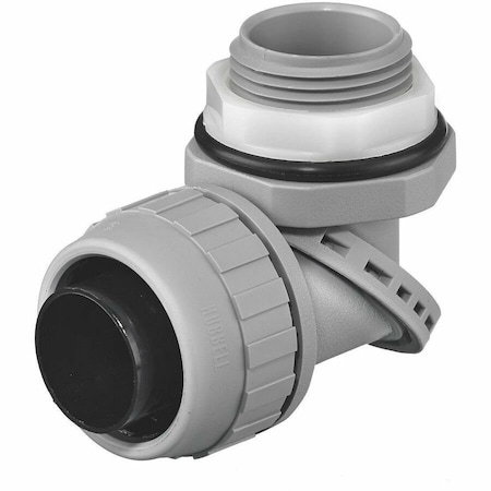 Hubbell Wiring Device-Kellems Conduit Fitting Connector, 1 in, Threaded, Nylon, Gray PS1009NGY