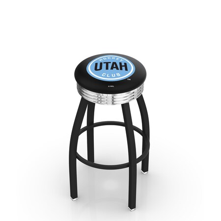 Holland Bar Stool Co Utah Hockey Club 30in Swivel Bar Stool with a Black Wrinkle and Chrome Finish L8B3C