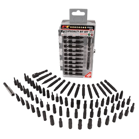 Performance Tool 75 pc. Impact Bit Set, S2 Steel, Phillips, Slotted, Star, Hex W9051