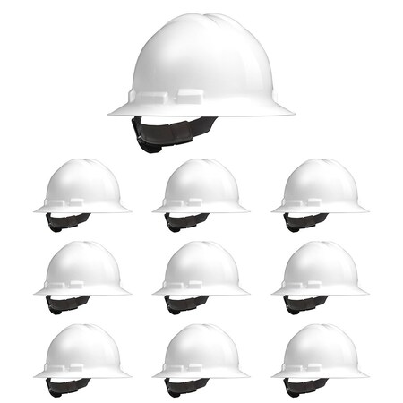 Malta Dynamics Full Brim Hard Hat, Polyethylene, 4 Point Ratchet, Type 1, Class E and G, White HHW2004-Case