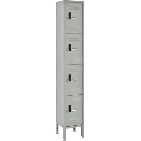 Global Industrial 4-Tier 4 Door Digital Locker, 12"W x 18"D x 78"H, Gray, Assembled 290780