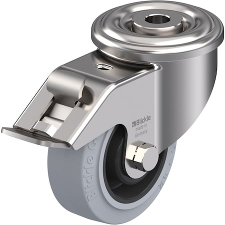 Zoro Select Kingpin Swivel Caster, Rubber, 3-1/8 in, 308 lb, Gry LEXR-POEV 80XR-FI-SG