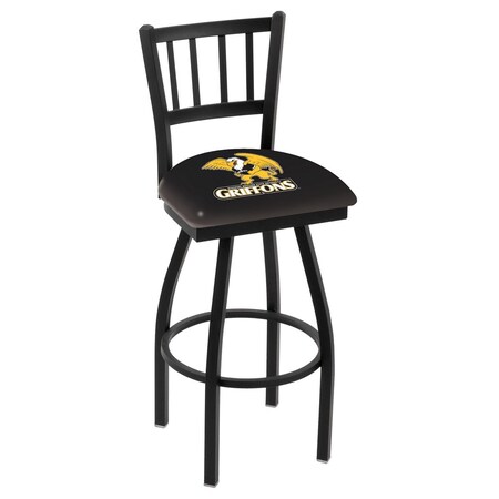 Holland Bar Stool Co 30" Blk Wrinkle Missouri Western State Swivel Bar Stool, Jailhouse Back L01830MOWSt