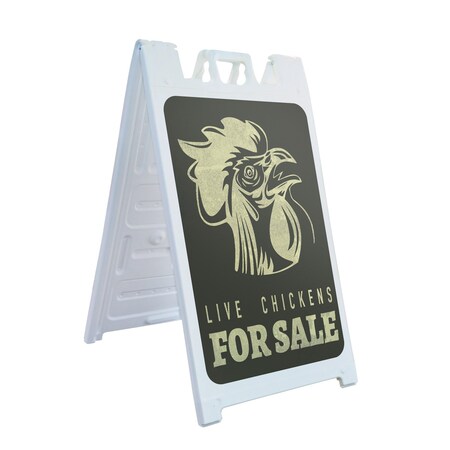 Signmission Live Chickens, A-Frame & 2 Sign Inserts, Heavy-Duty Plastic Frame SBHD-C-2436-30400