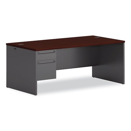 Hon Pedestal Desk Left Pedestal Desk, 36 in D X 29.5" H, 72" W X Metal, Mahogany/Charcoal H38294L.N.S