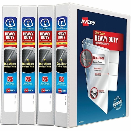 Avery Binders, Heavy-Duty View 3 Ring, 1 in, PK4 79780
