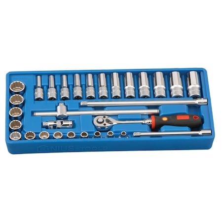 Genius Tools 30 PC 3/8in Dr. SAE Deep Hand Socket Set GS-330S