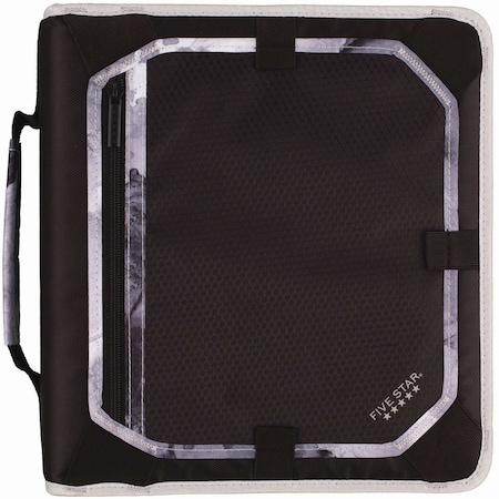 Five Star Zipper Binder, 3 Rings, 2" Capacity, 11 x 8.5, Black/Gray Accents 29052IT8