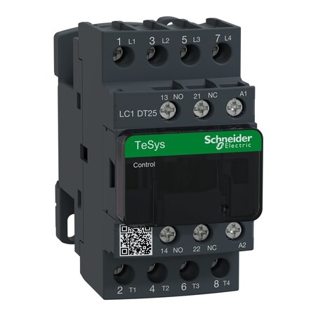 Schneider Electric IEC Magnetic Contactor, 1NC/1NO, 208V AC, 4 P, Non-Reversing, Screw Clamp LC1DT25LE7