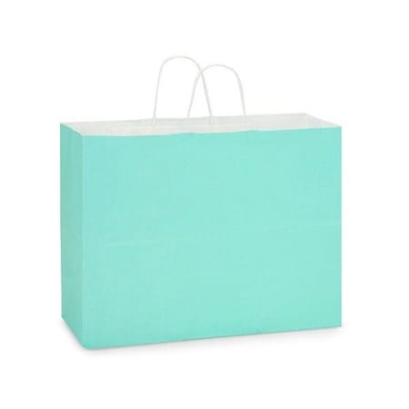 Nashville Wraps Aqua White Kraft Shopping Bags Vogue 16x6x12, 100PK AQHVW