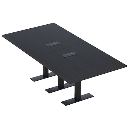 Skutchi Designs 8ft Rectangular Conference Table With Power | Harmony Series | 8 Person Meeting Room Table HAR-REC-48x96-T.BK-U999ST19-EBLK