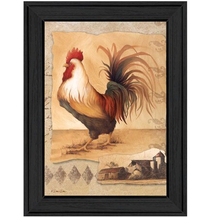 Homeroots Rooster Montage I Black Framed Print Wall Art 415344