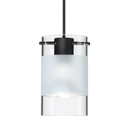 Besa Lighting Besa Scope Pendant, Clear/Frost, Black Finish, 1x 5W LED 1XT-6524EC-LED-BK