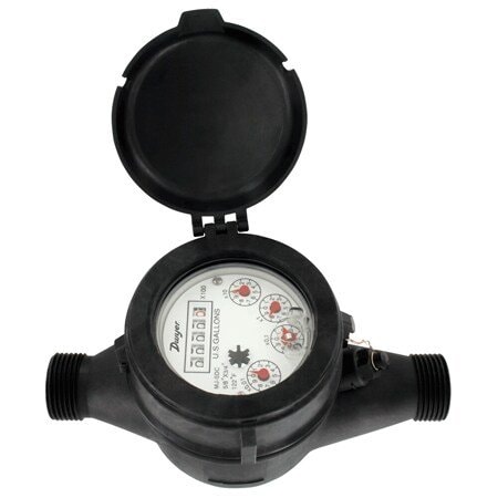 Dwyer Instruments Plastic Water Meter, 58 X 34 Plast WPTN-A-C-02-10