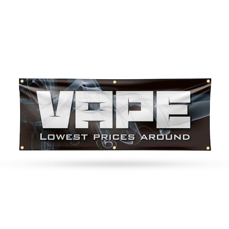 Signmission Vape Shop Lowest Prices, 24 Inch x 72 Inch, Vinyl Banner B-72-30908