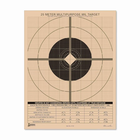 Rite In The Rain Twenty Five Meter Target, 8.5 in x 11 in 9130