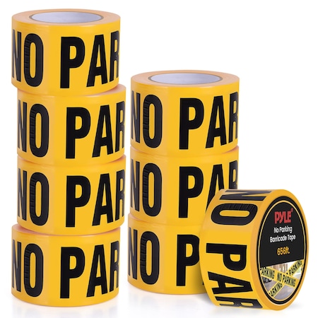 Pyle 8 Pieces Safety Yellow No Parking Barricade Tape Set PNPCTX8