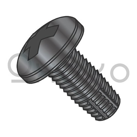 Oxoxo 6-32X1/2 Phillips Pan Thread Cutting Screw Type F Fully Threaded Black Oxide, 10000PK 306182