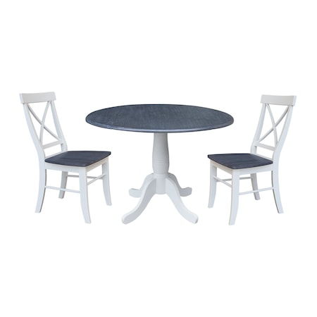 Whitewood Industries Extension Dining Tables, 45 in L, 38 in H, Parawood, 3 Piece Set K05-42DPT-C613-2