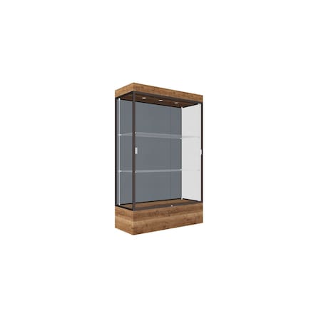 Ghent 76''H x 48''W x 20''D Edge Display Case 12'' Base w/ Blue Steel Back & Dark Bronze Frame 94LFBS-BZ-PUO