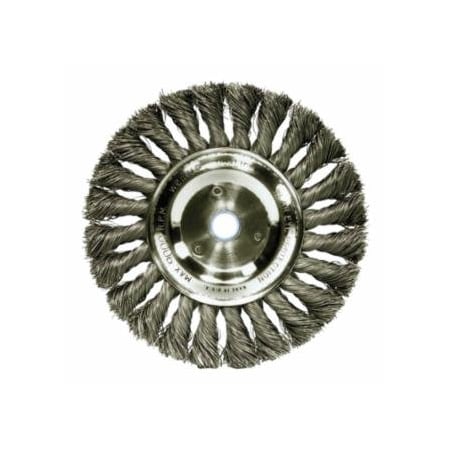 Weiler Standard Twist Knot Wire Wheel, 6 in D x 1/2 W, .016 Stainless Steel, 9,000 rpm, 2PK 804-08345