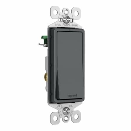 Legrand radiant Series Rocker Switch, 15 A, 120/277 V, Push Wire, Side Wire Terminal, Graphite TM870GCC10