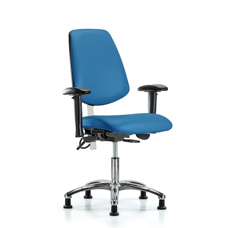 Blue Ridge Ergonomics Vin Desk Chair, Med, Bk, Blu, CL100/ESD, Adjustable Arms, 18" to 23" Height, Blue BR-NECR-VDHCH-MB-CR-T1-A1-EG-ESDBLU