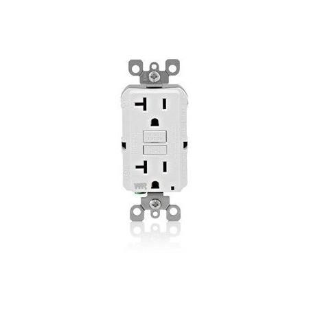 Leviton Self-Test GFCI Receptacle, Weather Resistant Duplex, 20 Amp, 125 Volt, 5-20R NEMA GFWR2-W
