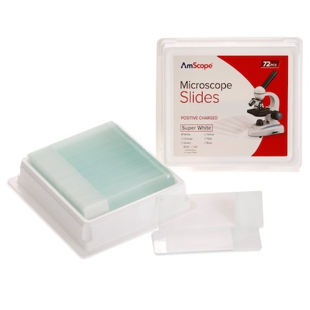 Amscope 72pc Blank Positive Charge Slides BS-POS72P