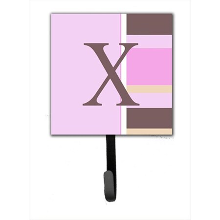 Carolines Treasures Letter x Initial Monogram - Pink Stripes Leash Holder Or Key Hook CJ1005-XSH4