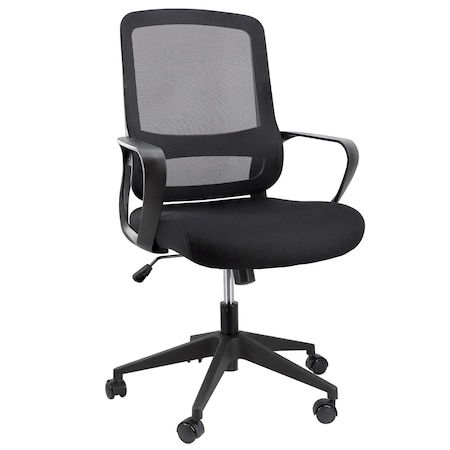 Elama Mid Back Adjustable Mesh and Fabric Office Chair in Black ELM-F-022
