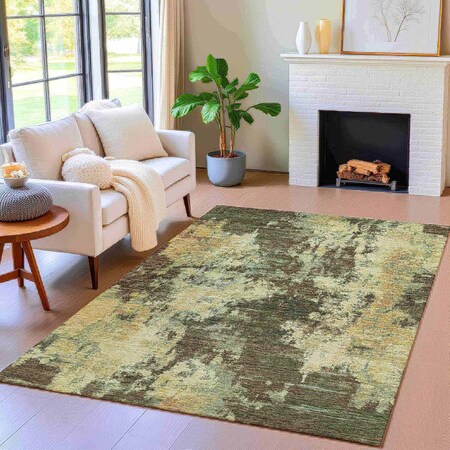 Homeroots 9' X 12' Brown And Beige Abstract Washable Indoor Outdoor Area Rug 630673