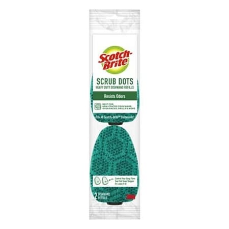 Scotch-Brite 488-2-7 Scrub Dots Sponge, 1.65 in L, 3-1/2 in W, Fiber, Green, 2PK 488A-2-7