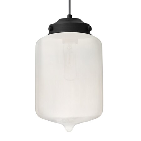 Besa Lighting Besa Olin Pendant, Frost, Black Finish, 1x 60W MAX E26 Base 1JT-OLINFR-BK