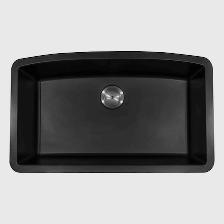 Msi Black Quartz 32in x 19in Undermount Single Bowl Kitchen Sink ZOR-QTZ-SBSNK-0108