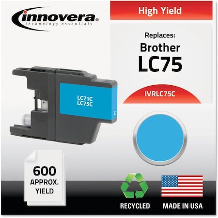 Innovera Ink Cartridge, Cyan, Brother, Max.Page 6000 IVRLC75C