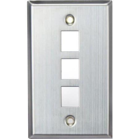Leviton 3-Port Wallplate Unloaded, 1-Gang Use W/Snap-In Modules 43080-1S3