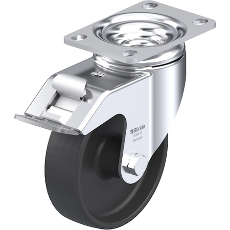 Blickle Swivel Plate Caster, Glass Nylon, 4", Brake, Load Rating: 330 lb. LI-POHI 100G-12-FI-XAT