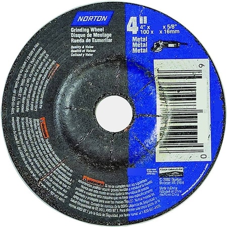 Norton Co Grinding Wheel, 4 in Dia, 18 in Thick, 58 in Arbor, 24 Grit, Extra Coarse 66252842014