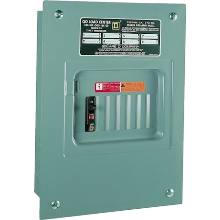Square D Load Center, QO, 8 Spaces, 100A, 120/240V AC, Fixed Main Lug, 1 Phase QO816L100SCP