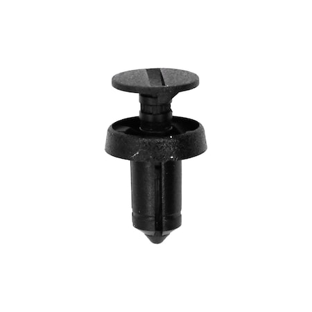 Auveco Push-Type Retainer; Head Diameter: 12mm, Stem Length: 10mm, Fits Into 6mm Hole, Black Nylon, 15PK 21935