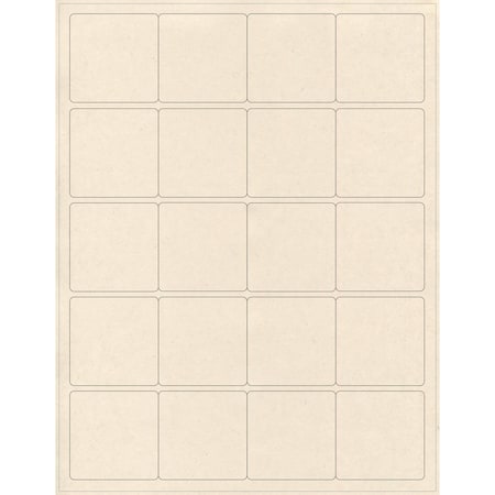 Elevate Packaging 2 in. Compostable Square Labels, Blank Layflat Sheets, Sugarcane, 25PK LC0606