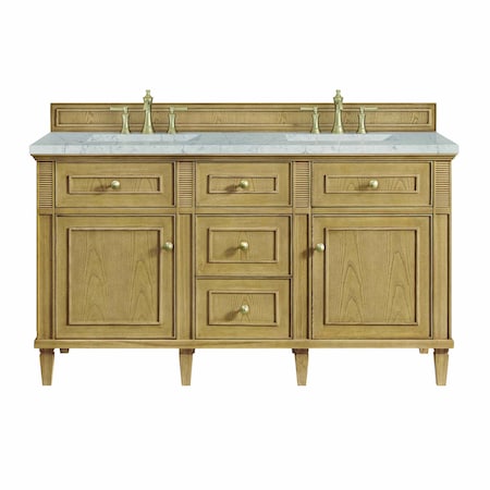 James Martin Vanities Lorelai 60'' D Vanity, Light Natural Oak w/ Jasmine Pearl Silestone Top w/FreePower Wireless Charger 424-V60D-LNO-FEJP