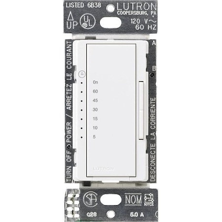 Lutron SwitchMulti, Tap, 120V, 600W, Timer5-60 Mins MA-T51MN-WH