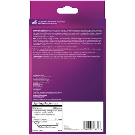 Signify WhiteDial 60W Equivalent Multi CCT A19 Medium LED Light Bulb, 4PK 576314