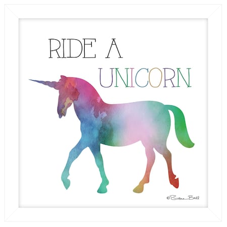 Homeroots Ride a Unicorn White Framed Print Wall Art 405592