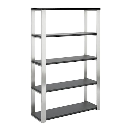 Homeroots 61" Black Steel Four Tier Bookcase 544280